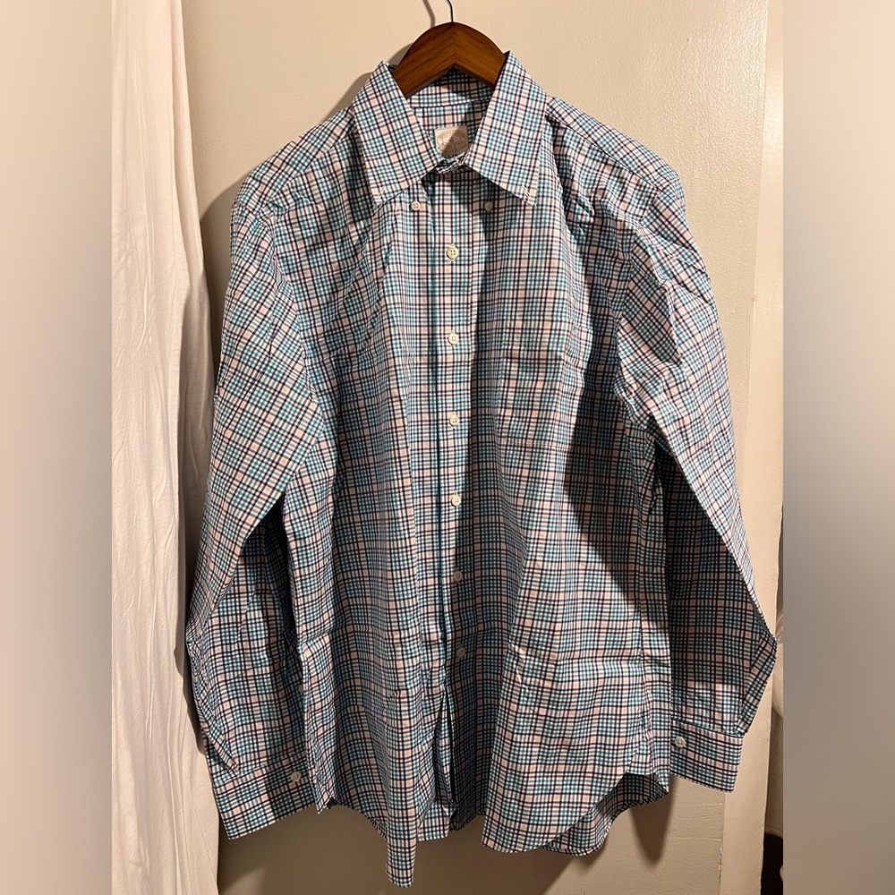 Brooks Brothers Checkered Multicolored Button Dow… - image 1
